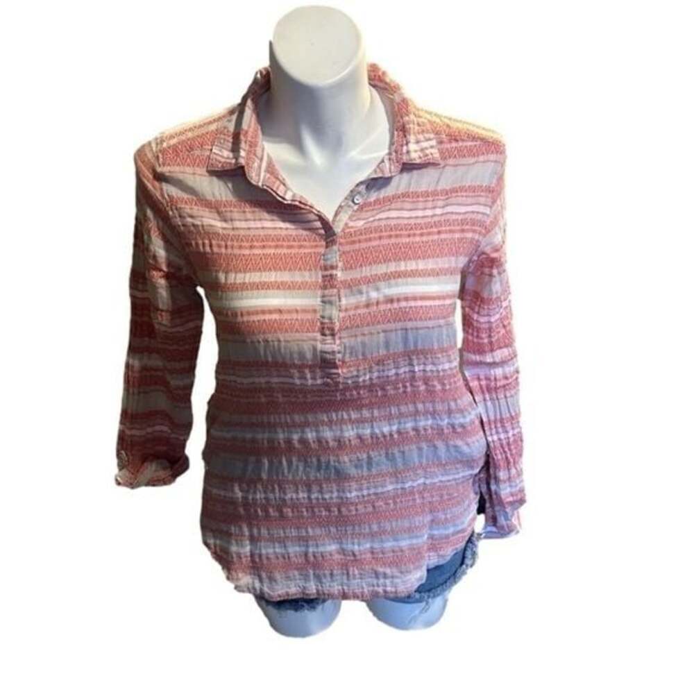 Columbia Pink and Grey Striped Button-Down Shirt